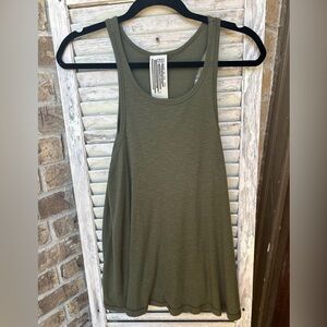 Free People Green Boho Knit Essential Tank Top Minimalist Basic Large.